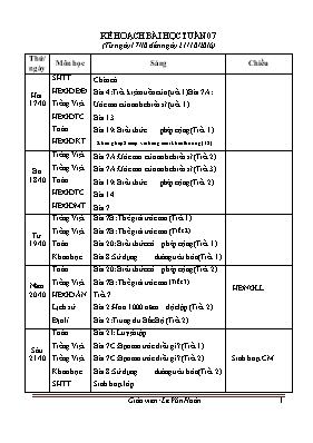 Kế hoạch bài học tuần 7 lớp 4 - Năm học 2016-2017 - Lê Văn Hoàn